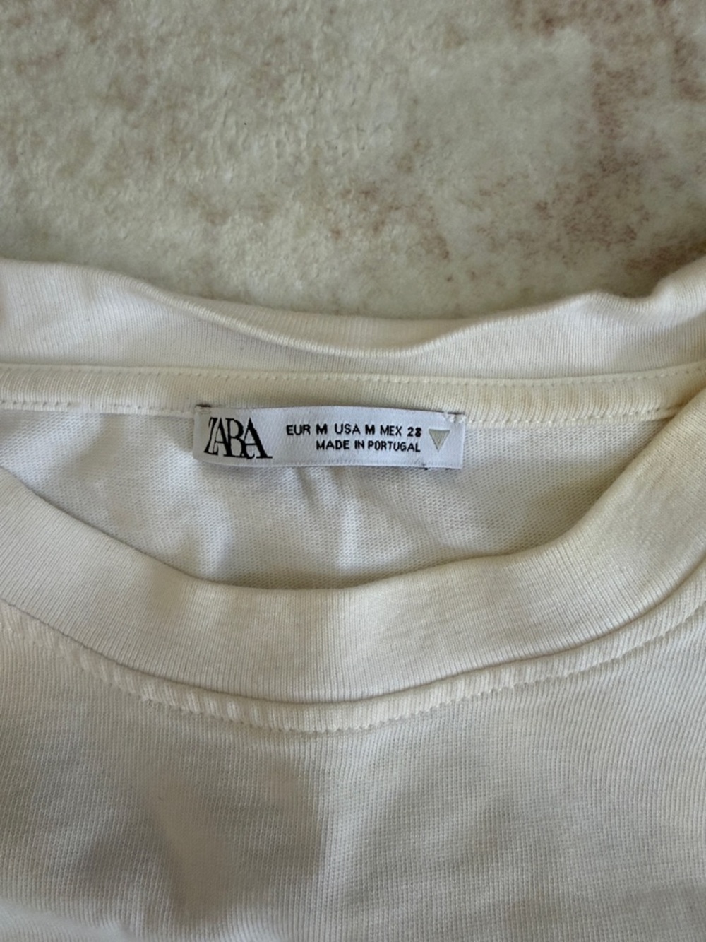 Zara White Short Sleeve Tee with Small Yellow & Blue Logo - Picture 2 of 3